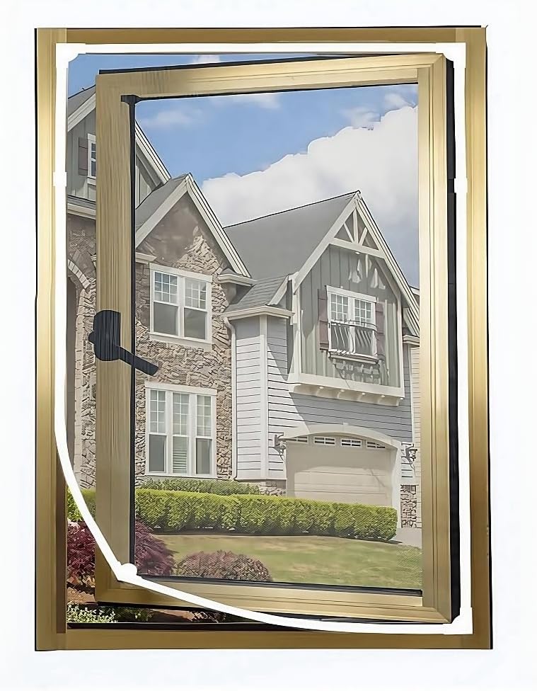 VKX Adjustable DIY Magnetic Window Screen, Fiberglass Mesh, Strong(720GS) Magnetic Strips, White Frames Grey Mesh, Suitable for Various Types of Screen Windows (48 "x 60")