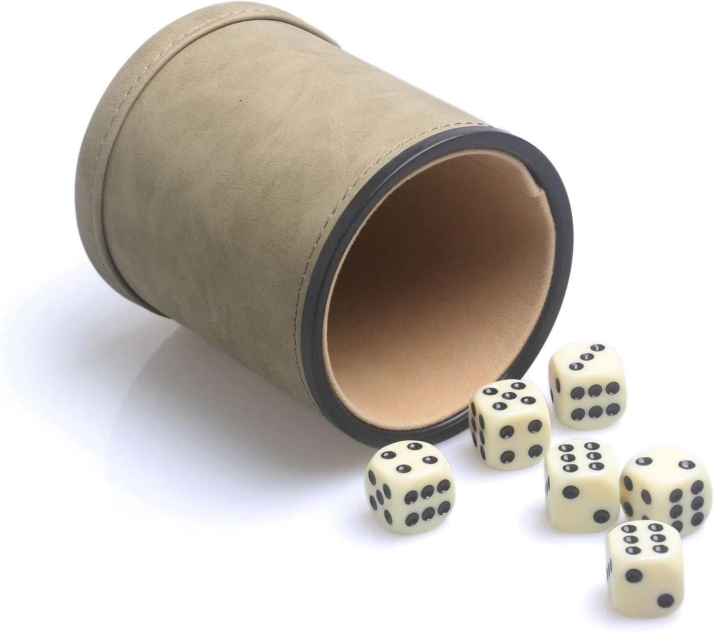 PU Leatherette Dice Cup with 6 Dot Dices for Yahtzee Farkle Bar Party Dice Games
