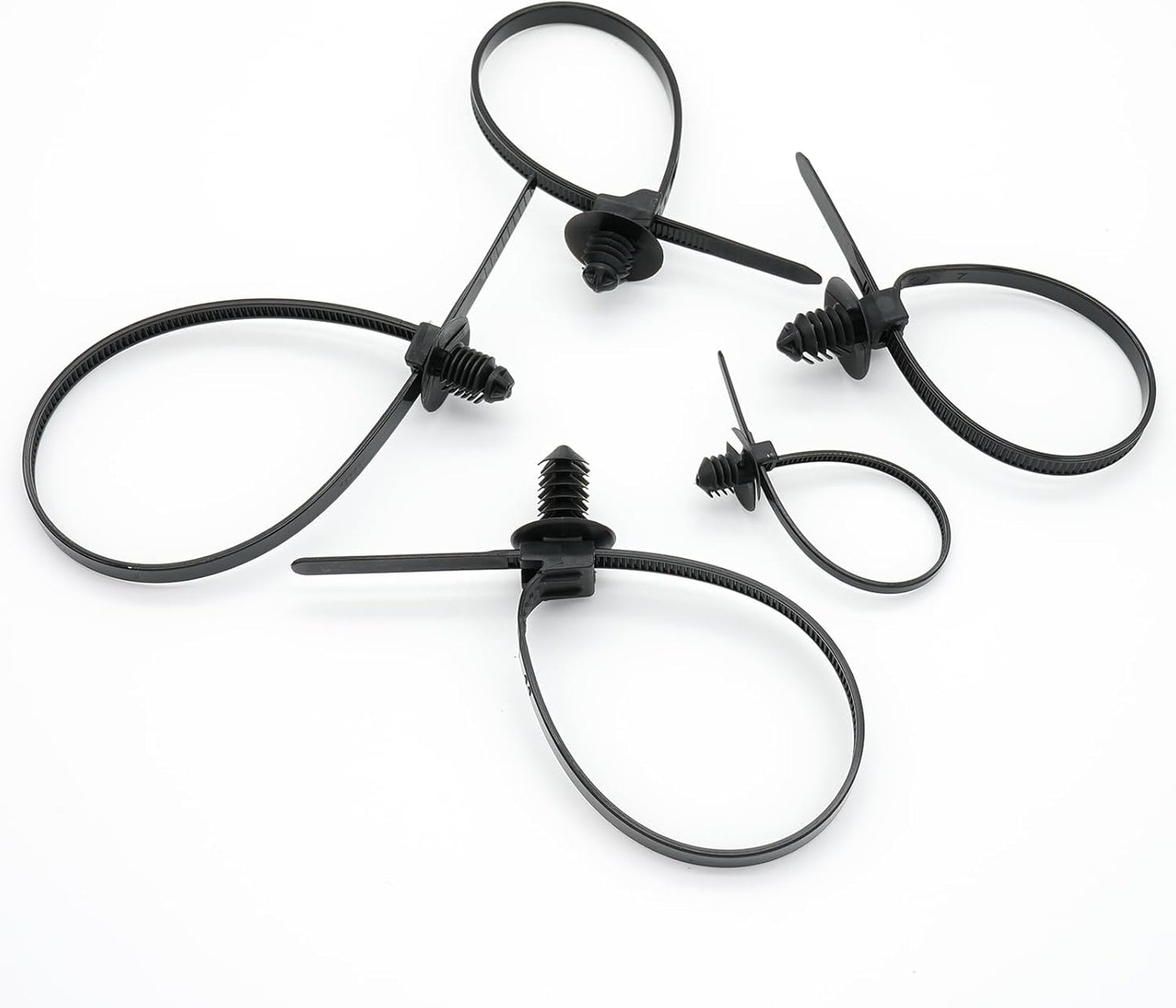 60 Pcs Push Mount Cable Ties Assorted Sizes, Black Nylon Push Mount Zip Ties Wire Harness Clips, 6-Types Snap in Zip Ties Self Locking Automotive Wire Ties for Wire Tying, Automotive