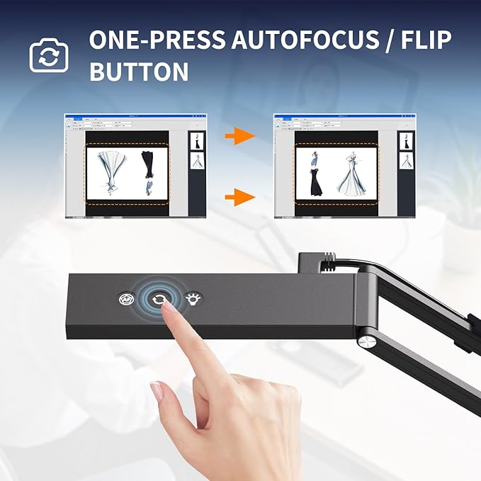 NetumScan 4K USB Book Document Camera & Webcam with Built-in Microphone & AutoFocus, USB Visualiser A3-Size, Built-in 3-Level LED, Foldable for Web Distance Learning&Teaching Compatible MacOS&Windows