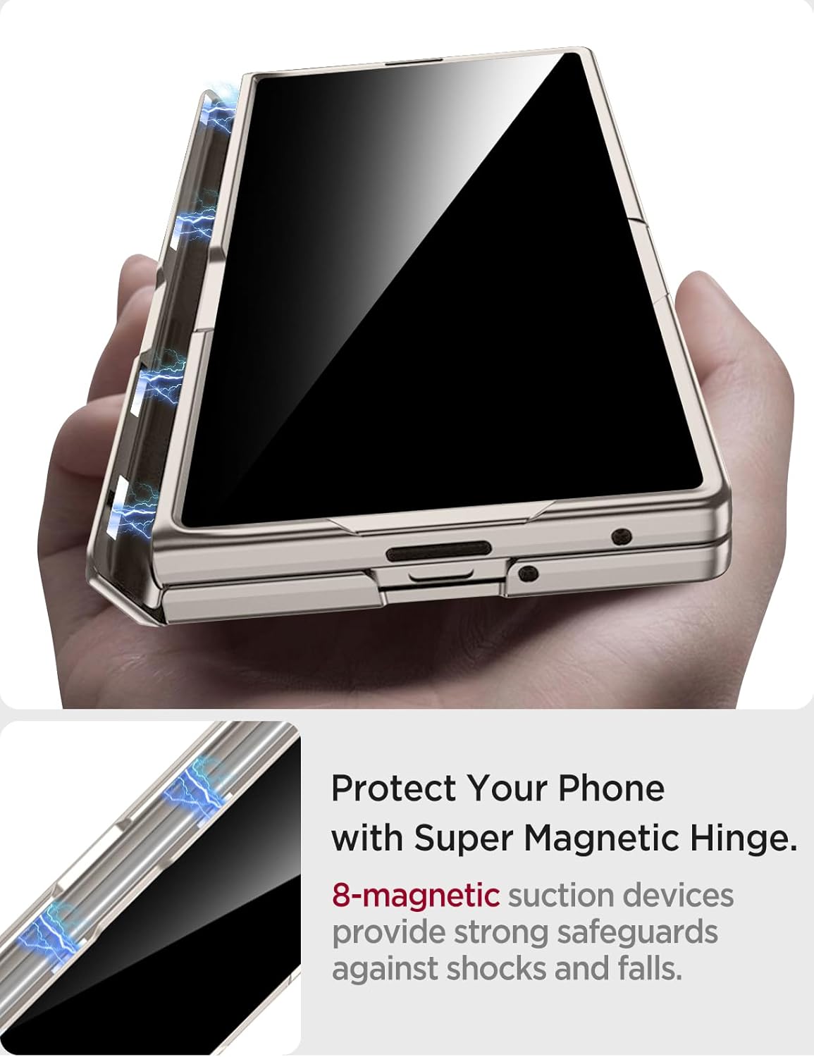 Miimall for Samsung Galaxy Z Fold 7 Case with Privacy Screen Protector, Built-in Adjustable Kickstand & Magnetic Hinge Protection All-Inclusive Protective Case for Galaxy Z Fold 7 5G Titanium Grey