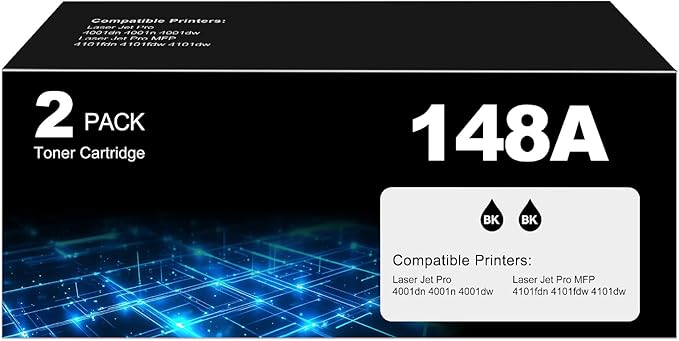 148A Toner Cartridges Black for HP 148A 148X W1480A W1480X Printer Laser Jet Pro 4001n 4101fdw Toner Cartridge Laser Jet Pro MFP 4001n 4101fdw 4001dn 4001dw 4101fdn 4101dw HP148A HP148 Toner 2 Pack