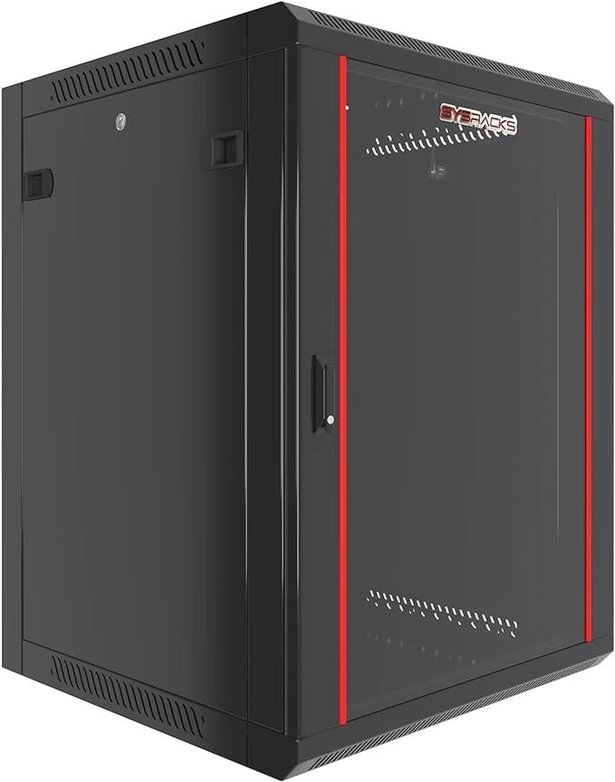 Sysracks Wall Mount Server Rack Cabinet Locking Computer | Cabinet Network Enclosure | Electronics | Security | Audio | Video | AV Equipment| Data Rack | 24-Inch Depth Server Cabinet (15U)
