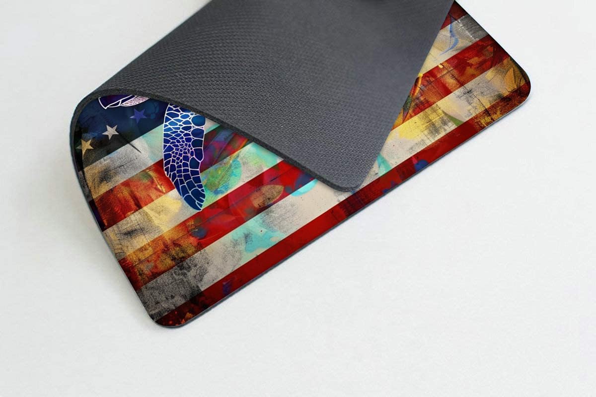 Square Mouse Pad Colorful Sea Turtle and National Flag-1,Gaming Mouse Pads for Desk,Soft Computer Waterproof Non-Slip Mouse Mat