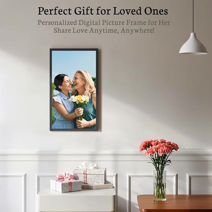 BSIMB Large Digital Picture Frame 21.5 Inch, 64GB Touchscreen 1920x1080 FHD WiFi Digital Photo Frame Electronic Remote Control, Share Pictures/Videos via App/USB/SD Easy Setup Gifts for Mom, Black