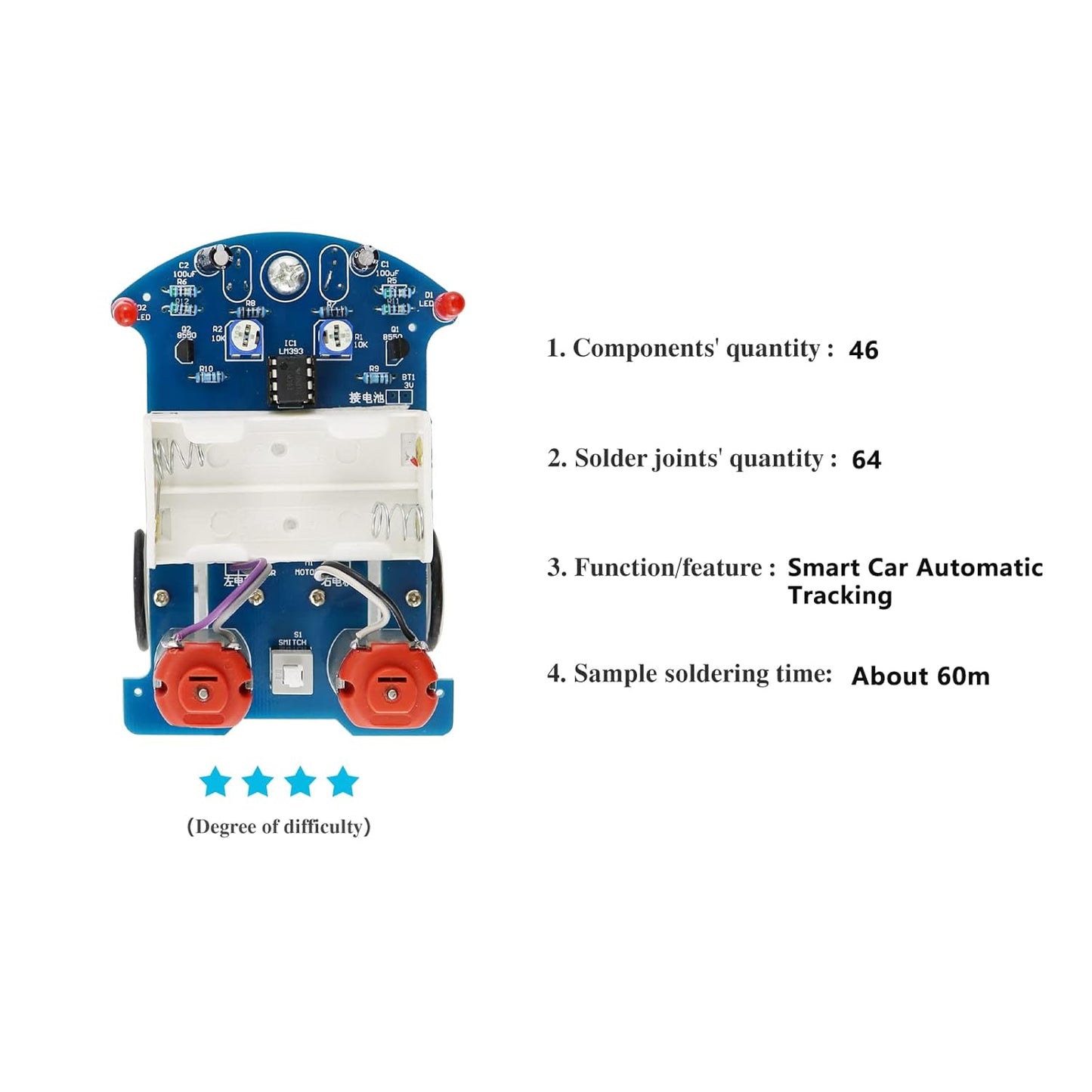 Soldering Practice Kit DIY D2-5 Tracking Car Plug-in Circuit Kit Learn Soldering Kit for Beginners