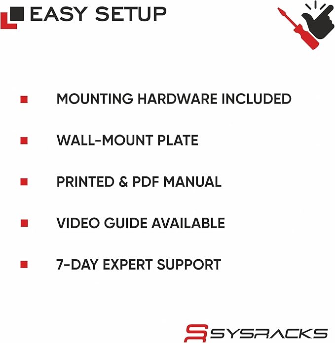 Sysracks - Server Rack – Wall Mount Rack - Locking Cabinet for Network - Electronics - Security - Audio - Video - AV Equipment - Data Rack - Legs/Power Strip/Shelf/Fan - 24-Inch Deep Sysracks… (18U)