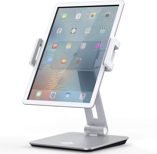 KABCON Tablet Stand Holder, Tightness Adjustable Multi-Angle Foldable Eye-Level Aluminum Solid Tablets Stands Dock for 4''-14''Tablets/Phone, iPad Series,Samsung Galaxy Tabs,Kindle Fire,Etc.