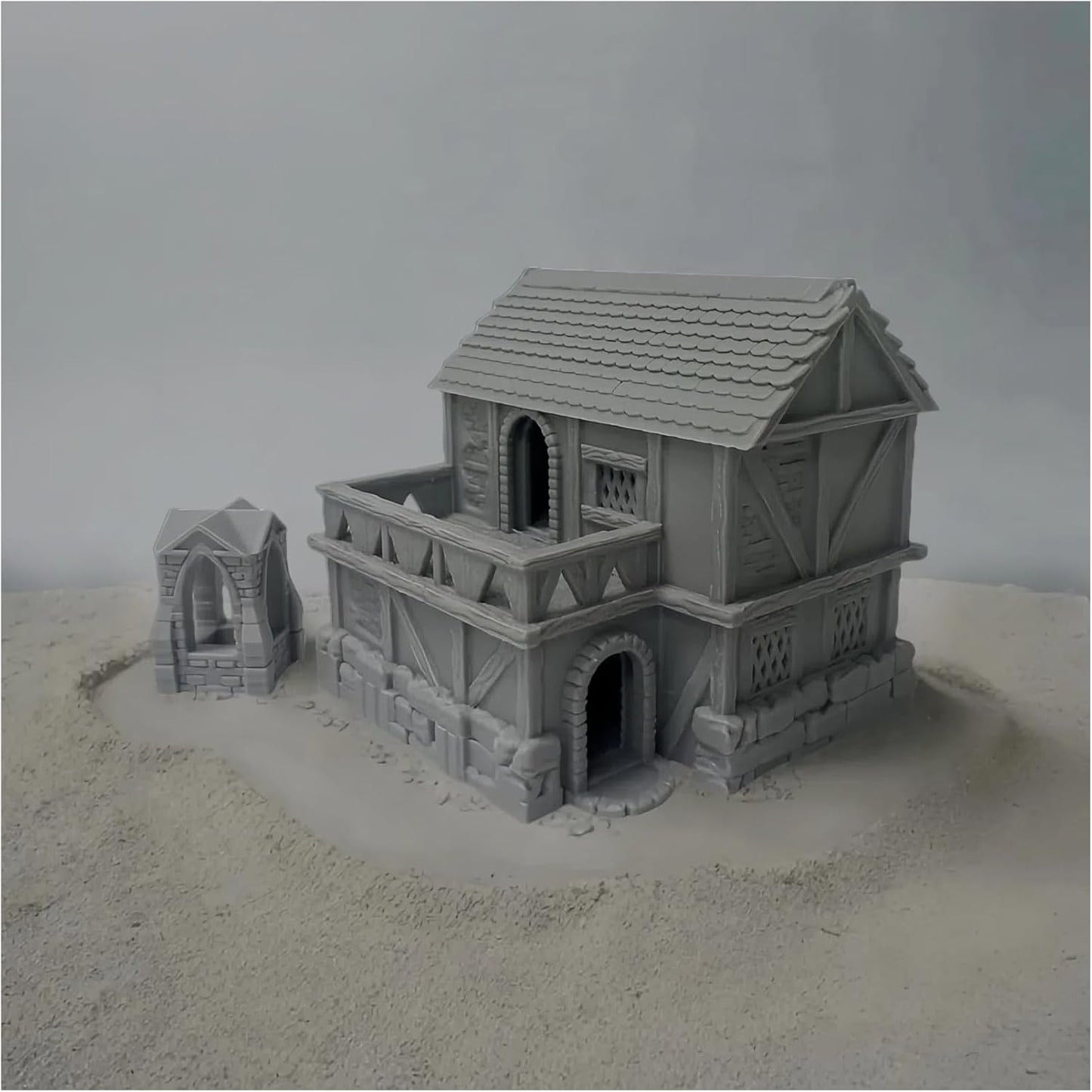 Paintable Tabletop Miniature Little Town Building Terrains Compatible with RPG War Games - 18mm Scale Dioramas Building Set Scenery with Medieval Architecture Style by HAUTICO (HVillageHouses7-1)