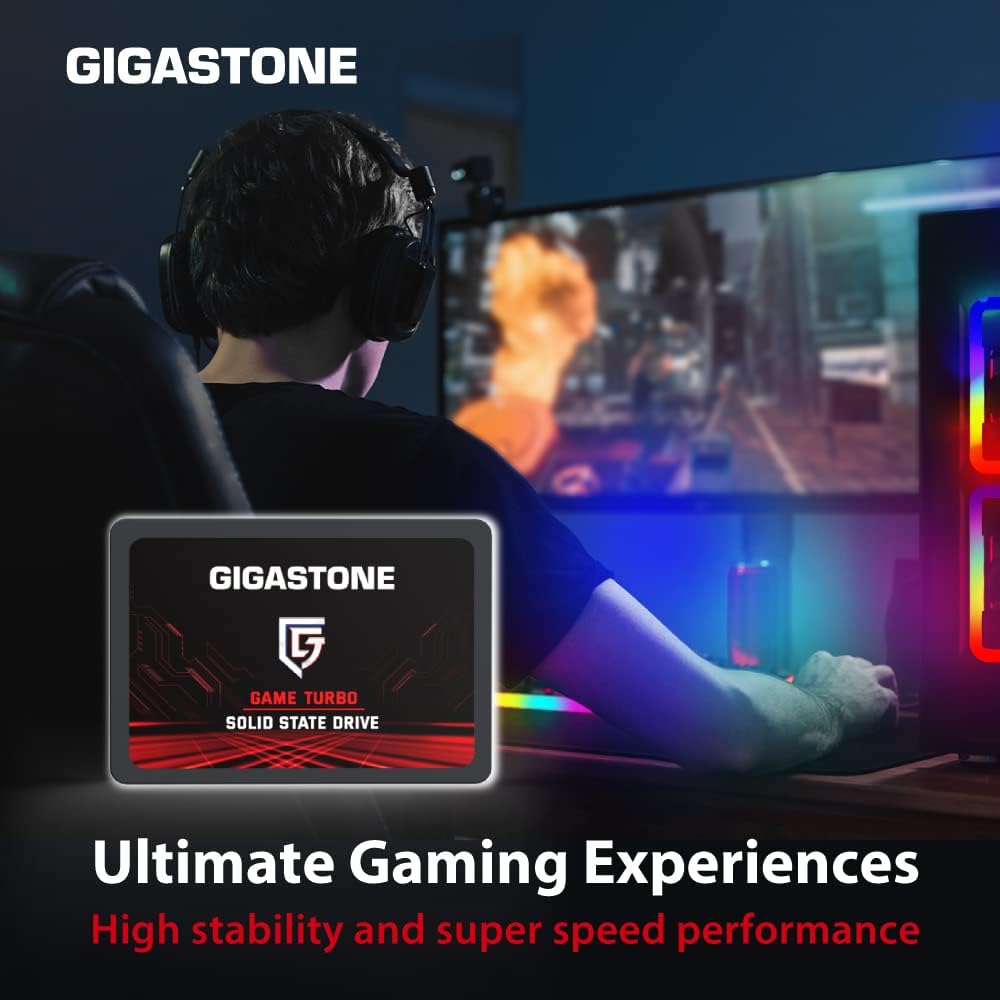 GIGASTONE SATA SSD 128GB (10-Pack) 2.5 inch SSD 520MB/s Upgrade Laptop PC Memory and Storage PS4 HDD Replacement 2.5" Internal Solid State Hard Drives SATA III SLC Cache 3D NAND Game Turbo Performance