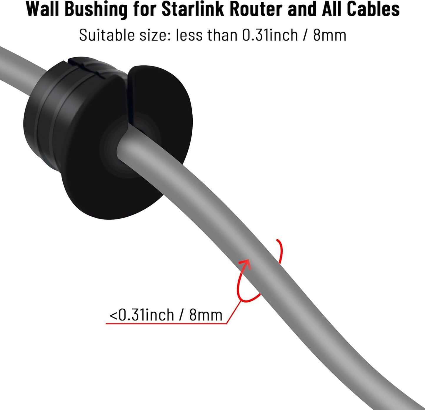 Cable Routing Kit for Starlink for 1 inch Wall Hole, Wall Bushing Grommet, Starlink Accessories, Silicone Cable Wall Pass, Starlink Anti-Slip Wall Grommets for Cables (1 inch) 2 Pcs