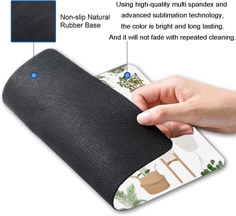 Mouse Pad, Cute House Plants Mouse Pads, Square Washable Cloth Personalized Mouse Mat with Design, Gaming Office Home Non-Slip Rubber Base Computer Mousepad