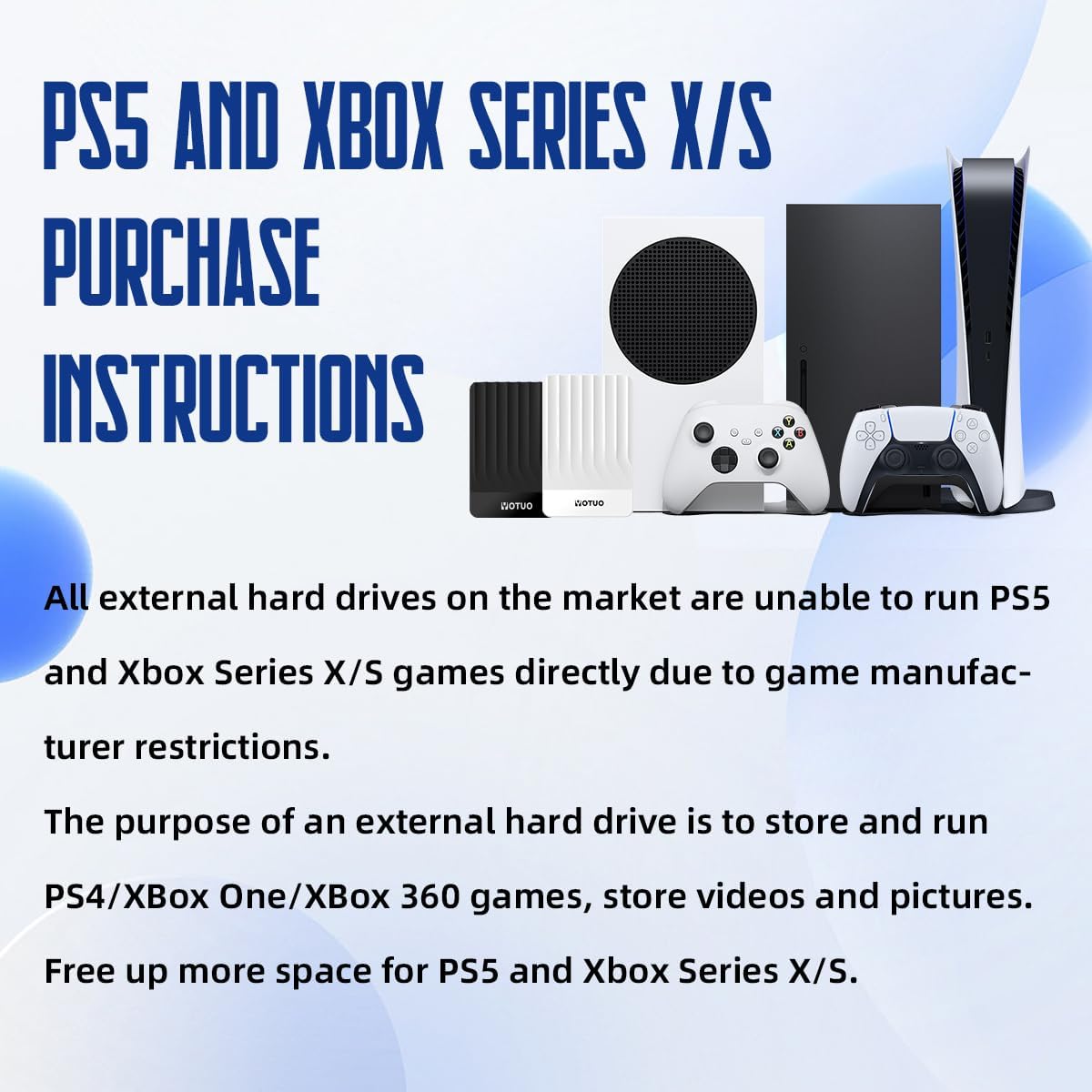 Portable External Hard Drive Storage Expansion Mobile HDD USB 3.0 for PC, Mac, Desktop, Laptop, PS4, PS5, Xbox One X/S, Xbox 360, Xbox Series X/S, Office & Game (Blue, 500GB)