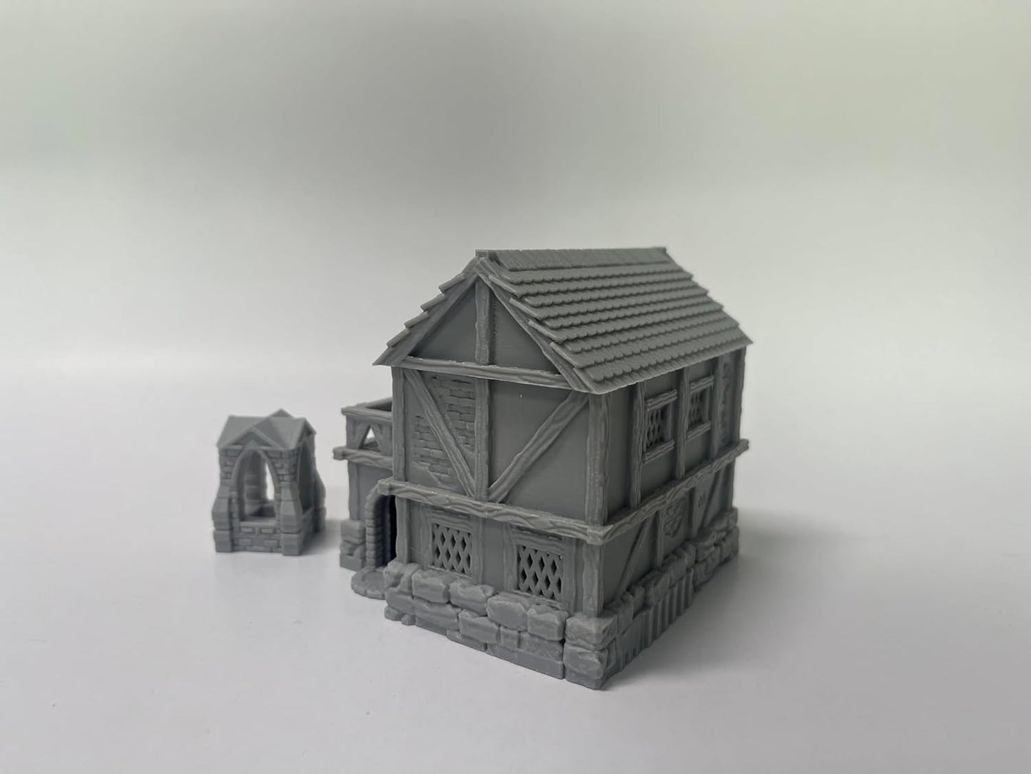 Paintable Tabletop Miniature Little Town Building Terrains Compatible with RPG War Games - 18mm Scale Dioramas Building Set Scenery with Medieval Architecture Style by HAUTICO (HVillageHouses7-1)