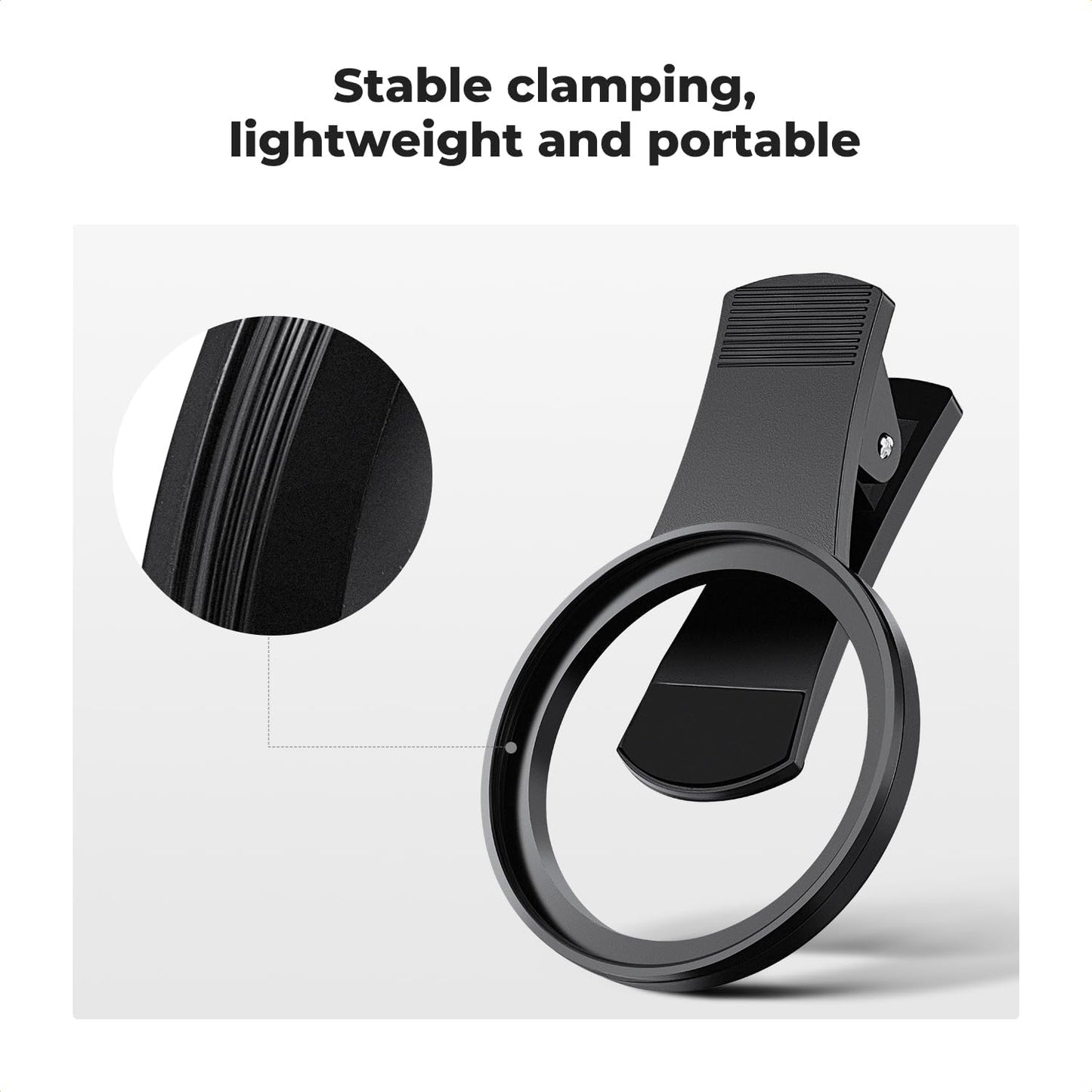 K&F Concept 52mm Clip-on ND2-400 Phone Camera Lens Filter Kit, Adjustable Neutral Density Filter Compatible with iPhone 15 14 13 12 11