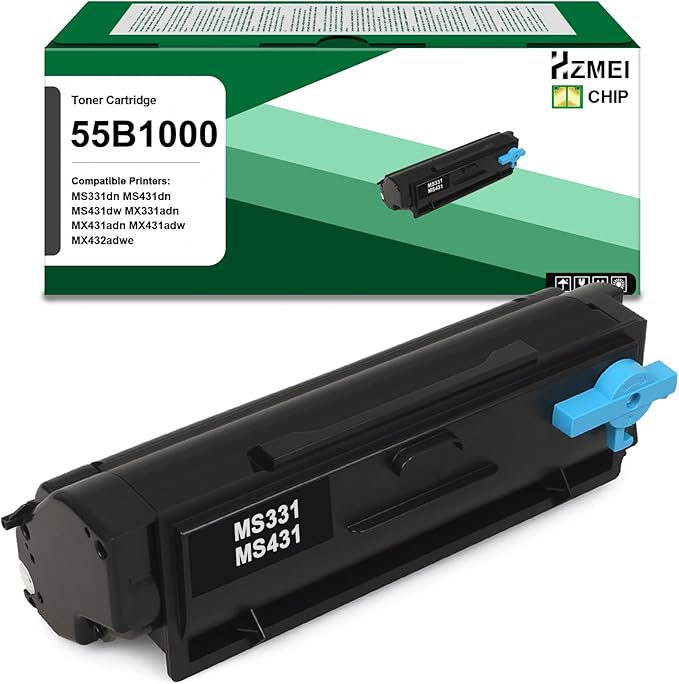 High Yield 55B1000 Toner Cartridge with New Chip Compatible for Lexmark MS431 MS331 Toner use for Lexmark MS331dn MS431dn MS431dw MX331adn MX431adn MX431adw MX432adwe Printers
