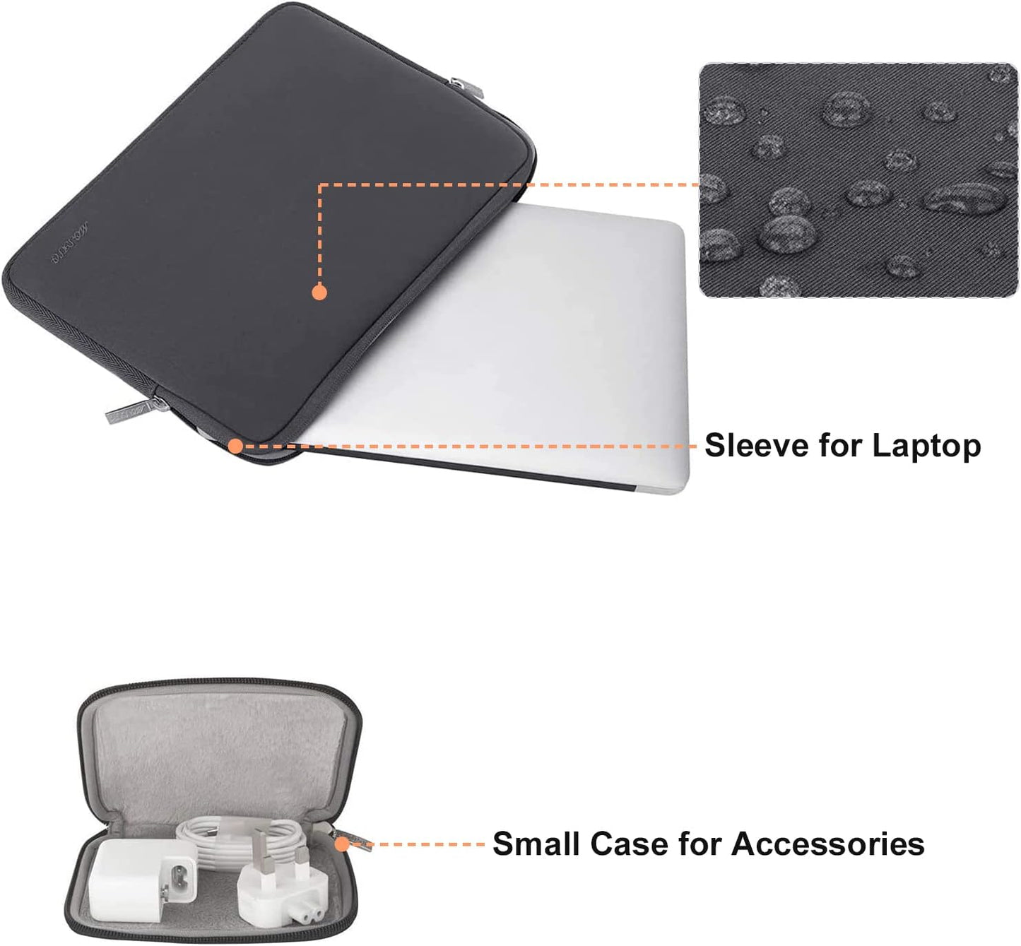 MOSISO Laptop Case 13.3 inch, 13-13.3 inch Laptop Sleeve Bag Compatible with MacBook Air/Pro 13 / Pro 14, HP Dell ASUS Lenovo Notebook, Neoprene Computer Sleeve Bag with Small Case, Space Gray