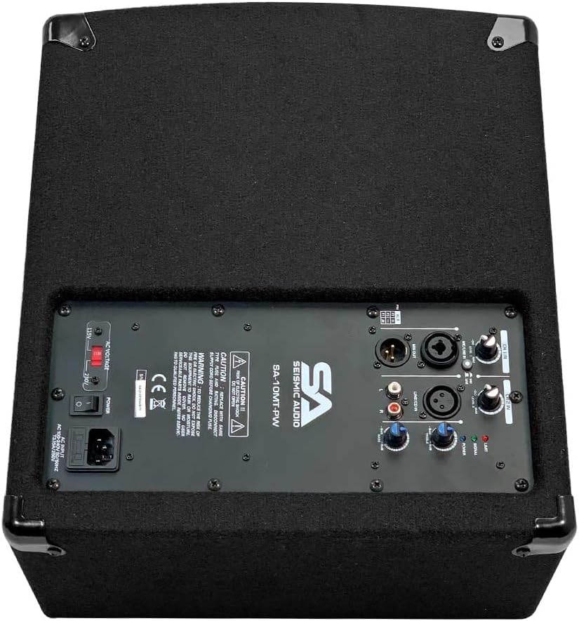 Seismic Audio - SA-10MT-PW-Pair - Pair of Powered 2-Way 10" Floor / Stage Monitor Wedge Style with Titanium Horns