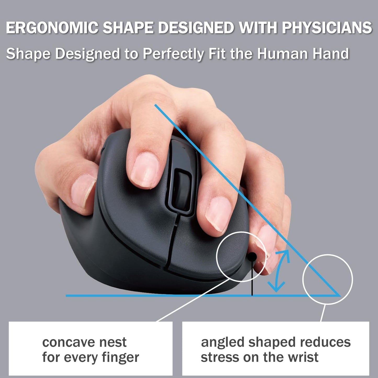 ELECOM Left Hand Wireless Ergonomic Mouse, 2.4GHz with Mini USB Receiver, Silent Click, 2000DPI, 5 Buttons, Optical Sensor, Compatible with PC, Mac, Laptop, EX-G, Msize Black (M-XGM31DBSKBK)