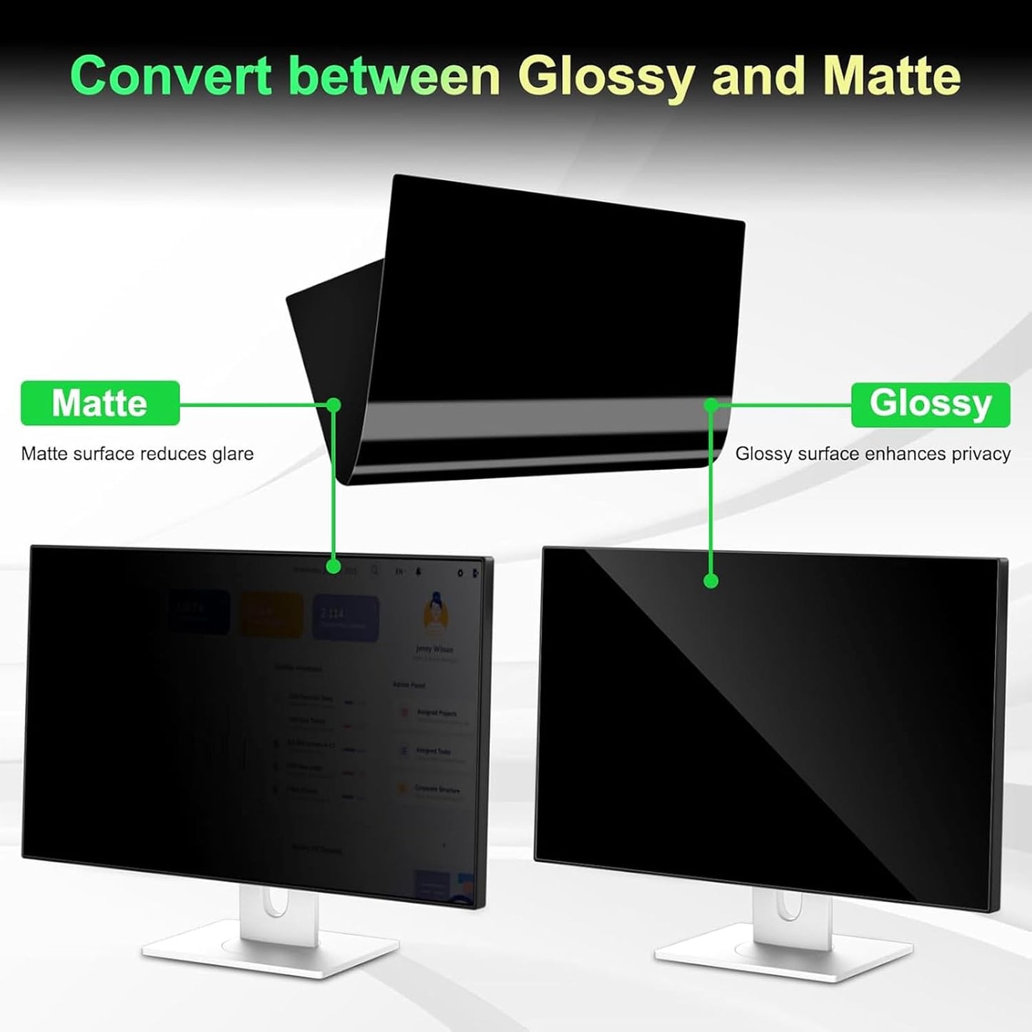 [2 Pack] Easges 21.5 Inch Computer Privacy Screen Filter for 16:9 Aspect Ratio, Eye Protection, Anti-Glare, Anti-Blue Light Computer Monitor Privacy Filter, Removable Anti-Scratch 21.5" Protector Film