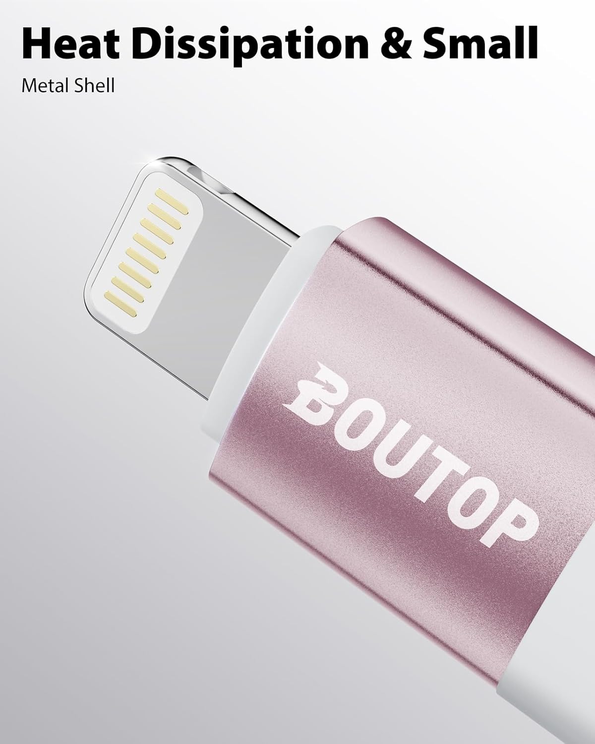 [MFi Certified] 36W USB C to Lightning Cable Adapter, Support Data Sync/PD Fast Charging Compatible with iPhone iPad AirPods, with Anti-Lost Holder - Rose Gold 2 Pack