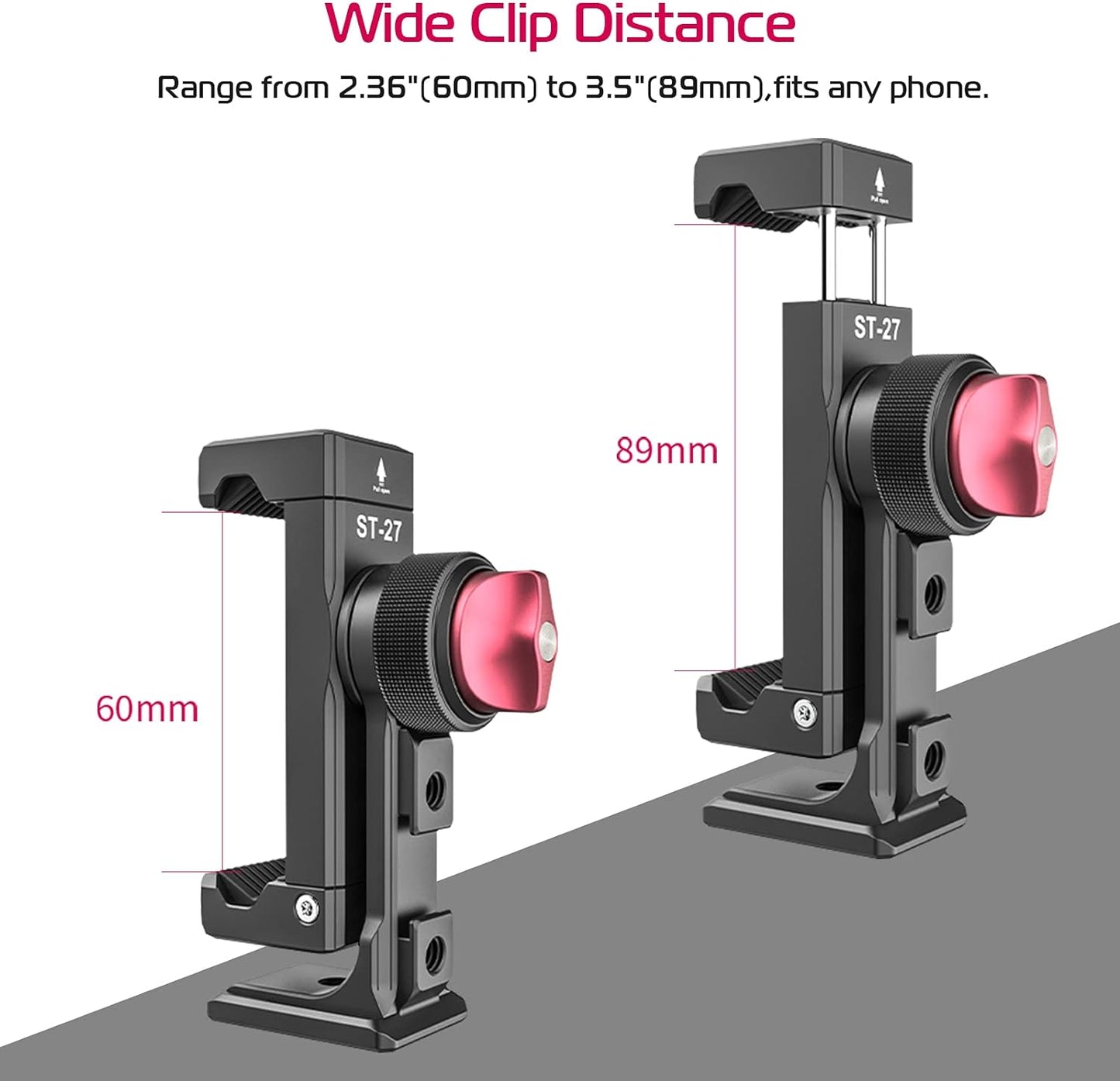 Metal Phone Tripod Mount 3 Cold Shoes & Arca Port, 360° Smartphone Tripod Adapter for iPhone Samsung Cell Phone Stand Holder for Desktop Video Live Streaming Vlogging Rig