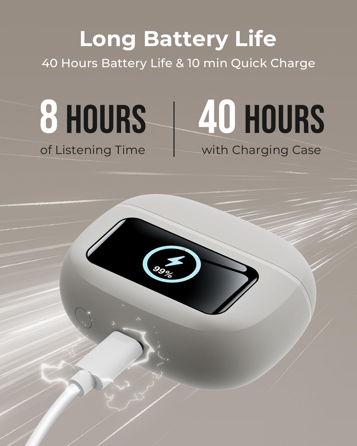 Wireless Earbuds, Ear Buds Active Noise Cancelling with Charging Case, 6.0 Bluetooth Earbuds with AI Clear Calls, 40H Playtime for Sports & Working, Stereo Sound Headphones for iPhone/Android/iPad