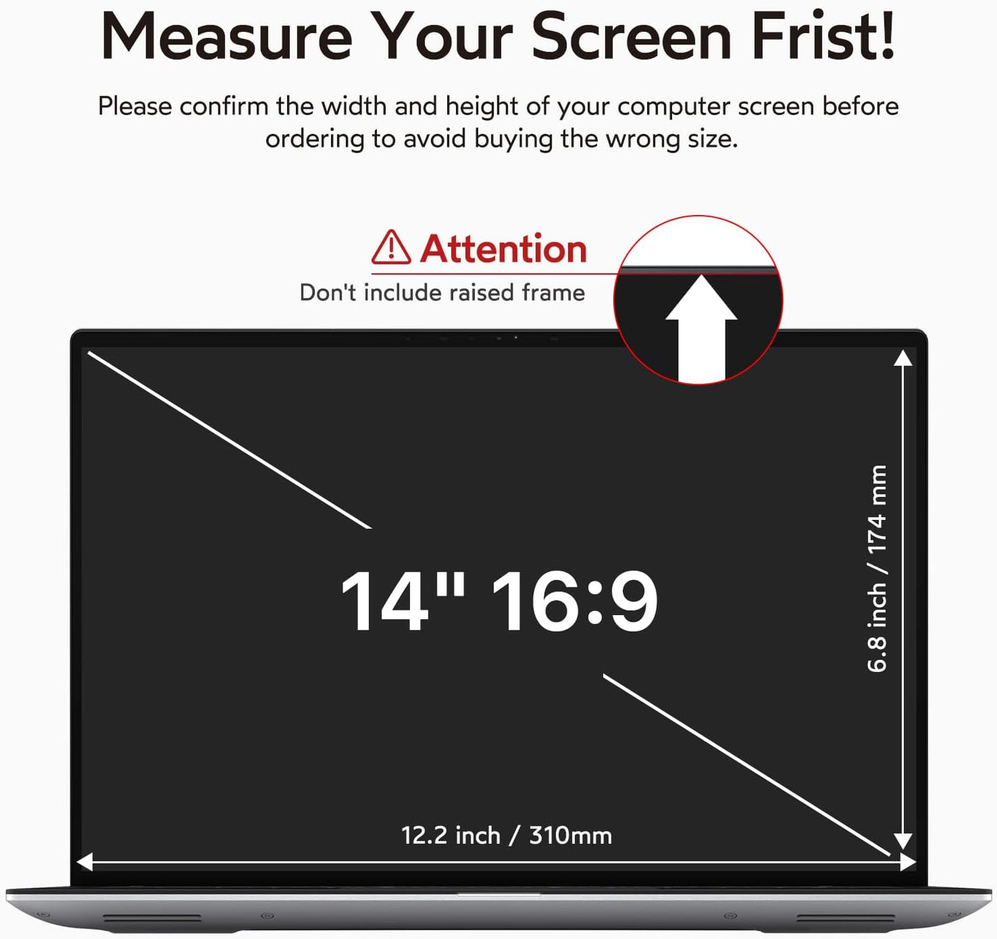 bersem 2 Pack 14 inch Laptop Privacy Screen for 16:9 Ratio Computer Monitor, Anti-Glare, Blue Light Filter, Removable, UV-Blocking