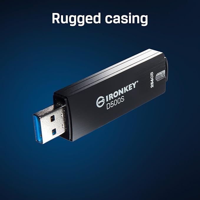 Kingston Ironkey D500S 128GB Encrypted Flash Drive | Dual Hidden Partition | FIPS 140-3 Level 3 | XTS-AES 256-bit | BadUSB and Brute Force Protection | Multi-Pin Option | IKD500S/128GB