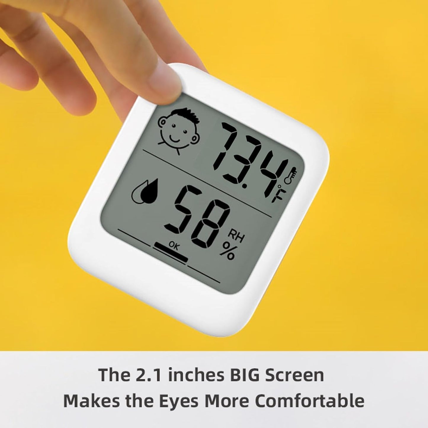 Pack of 2 Digital Thermometer and Hygrometer with Comfort Face Display, Hygrometer, Stand, Magnet, Hanging, Simple, Infectious Disease Prevention, Heat Stroke Prevention