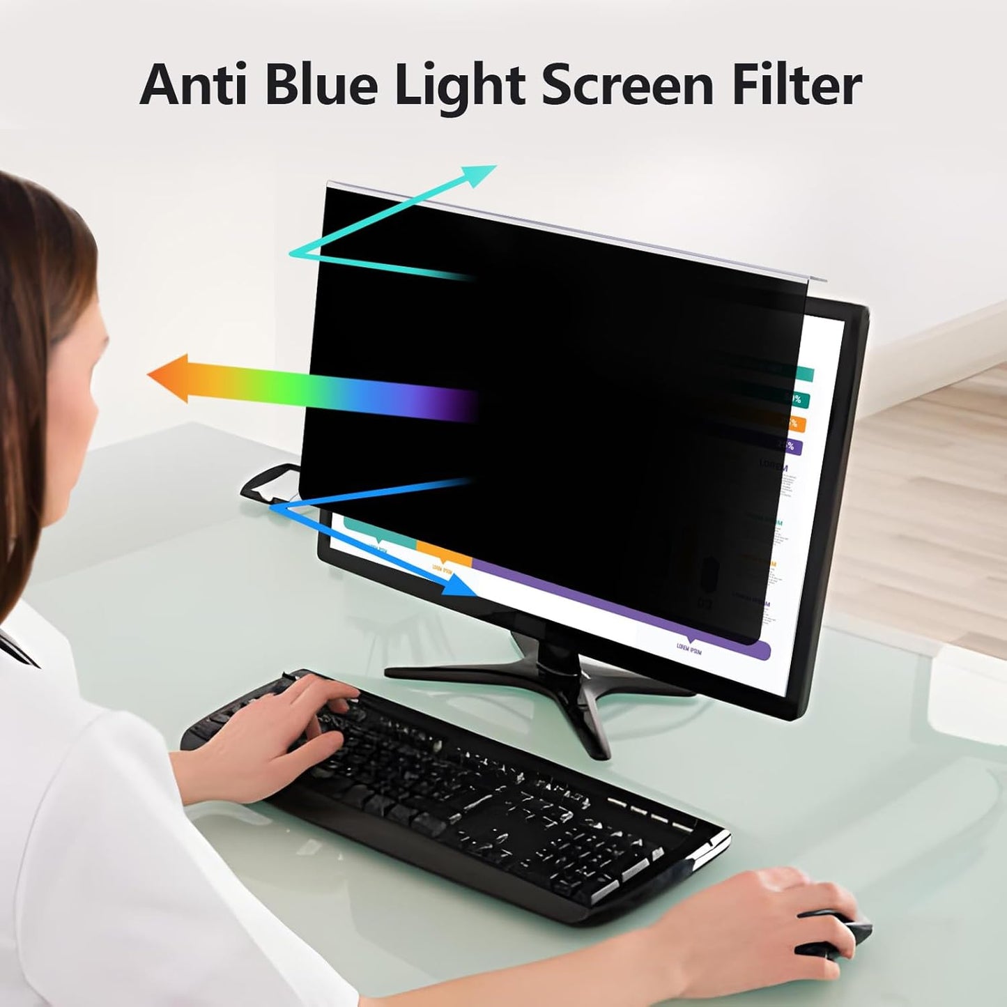 【2 Pack】 27 Inch Privacy Screen Protector for 16:9/16:10 Widescreen Monitors-Blue Light Blocking,Hanging Design, Anti-Scratch for Desktop Computers