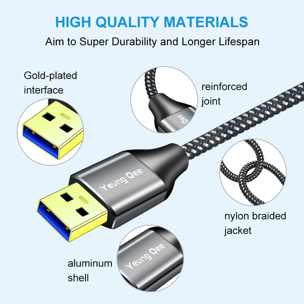 USB 3.0 A to A Male Cable 1 ft,Super Speed Type A Male to Male Cable USB 3.0 Double End USB Cord for Hard Disk, Cameras,Laptop Cooler, DVD Player and More (1FT/0.3M)