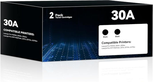 30A CF230A Toner Cartridges 2 Black Compatible for HP 30A CF230A 30X CF230X High Yield Toner Cartridges Compatible for Laserjet Pro MFP M227fdw M203dn M203dw M227fdn M227sdn M203d M227 M203 Printer