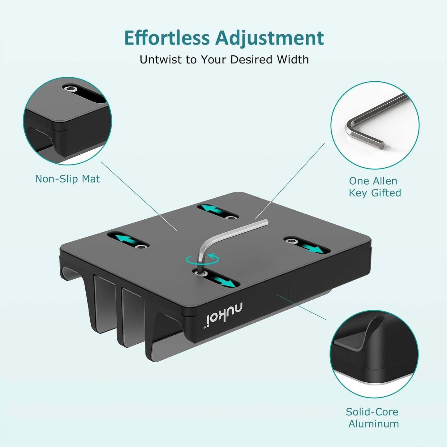 Vertical Laptop Stand - SPACEMax Adjustable GRIPLock Anti-Tip Silicone 4 Slots Aluminum Desktop Holder - Double Dock Stand - 2 Phone Slots Fits Up to 17.3” Laptops, Tablets, Phones - Black