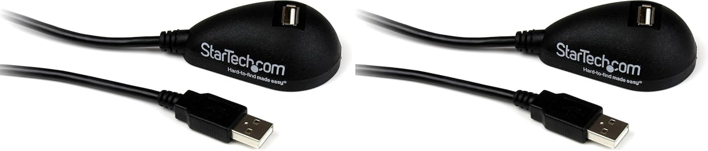 StarTech.com 5ft USB 2.0 Extension Cable - Male to Female - 5 ft USB A to A Extension Cord for Laptop, Desktop, Tablet, Webcam & More (USBEXTAA5DSK), Black (Pack of 2)