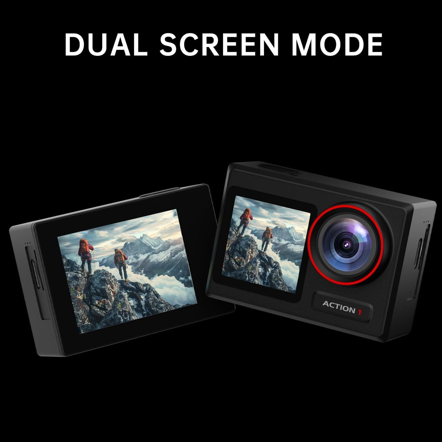 ODDV 4K60FPS 30MP Action Camera with Front LCD and Touch Rear Screens, Underwater Camera with 64GB Memory Card, 132FT Waterproof Camera, EIS, 5X Zoom, WiFi Remote Control (Black)