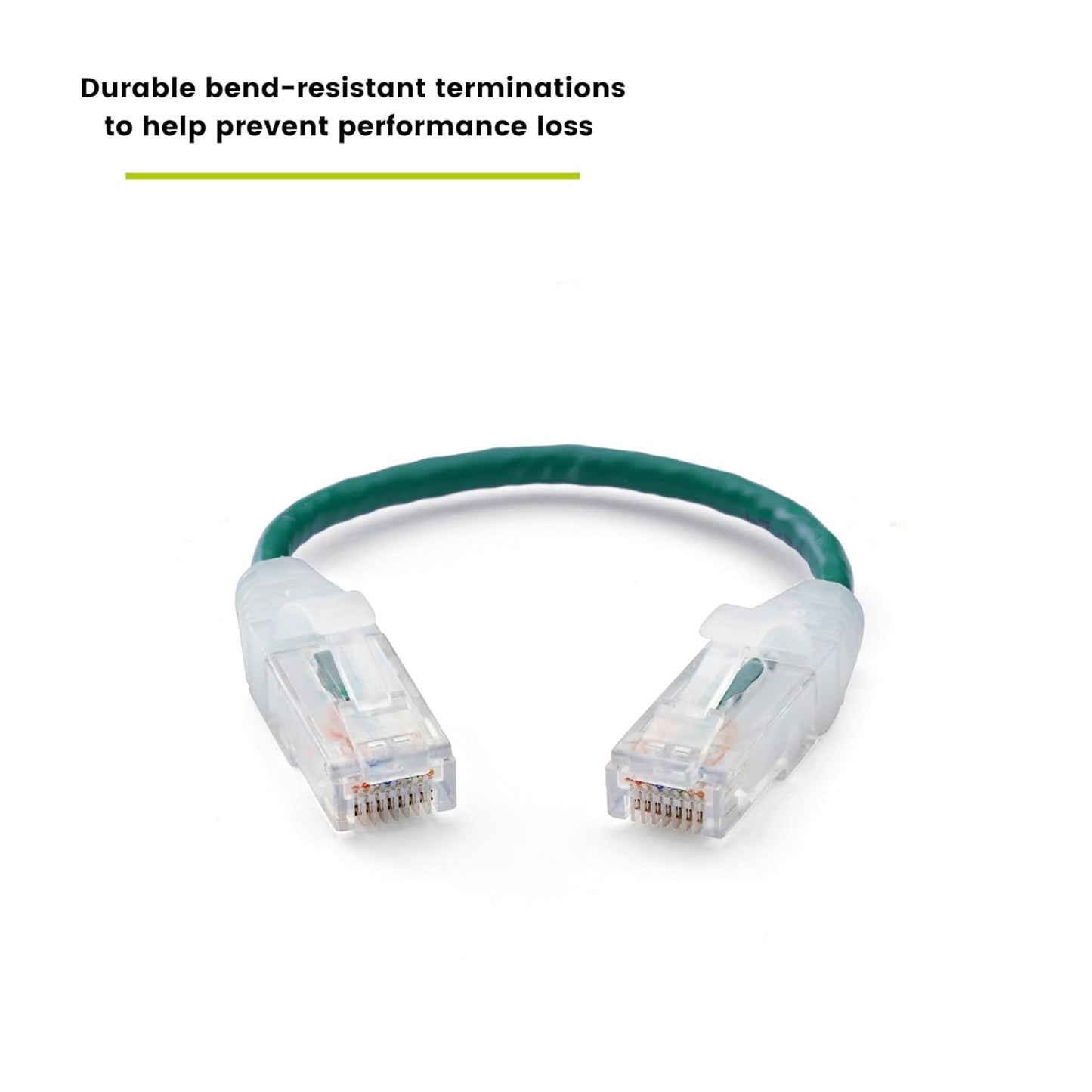 TRUECABLE Cat6 Component Rated Patch Cable, Unshielded (U/UTP), 6in, Green, 28AWG Solid Copper, Snagless 10G High-Speed Ethernet Cable, PoE++ 4PPoE 100W, UL Listed, RoHS-3, 5 Pack