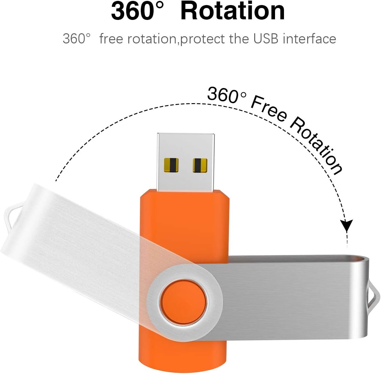 KOOTION 10 Pack 4 GB USB Flash Drive 4gb Flash Drives Keychain Thumb Drive Swivel Memory Stick Orange