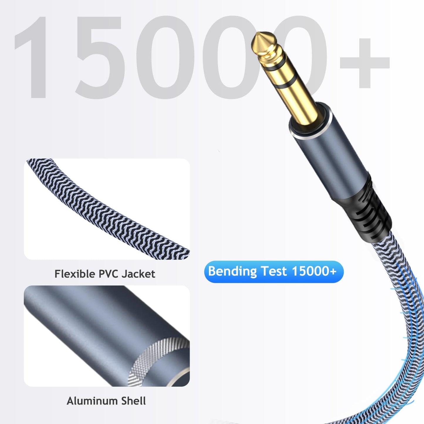1/4" Male to Female Stereo Headphone Extension Cable - 25ft Quarter Inch Guitar Cable