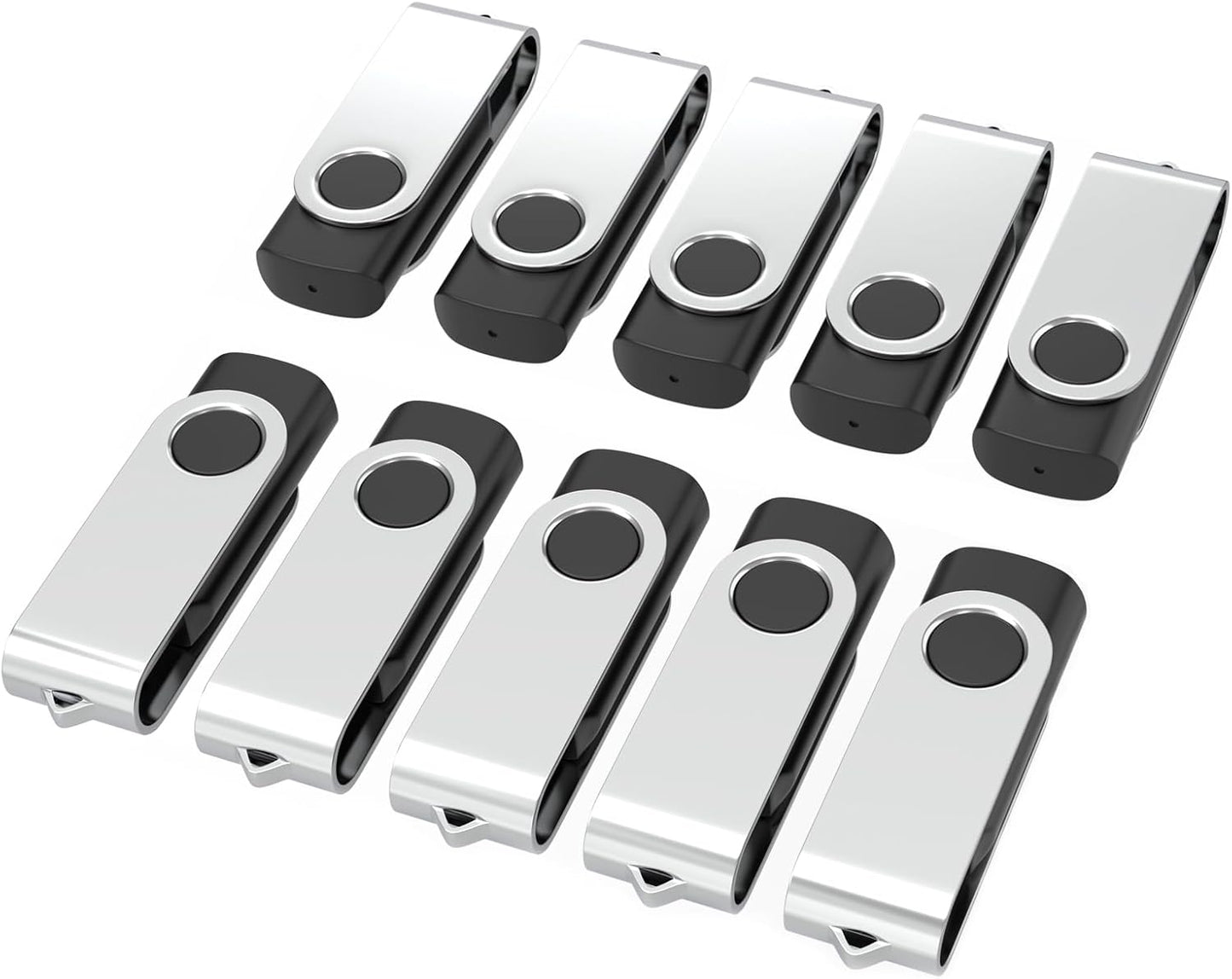 USB Flash Drives 16GB 10 Pack, Wooolken USB 2.0 Thumb Drives with Keychains Memory Stick USB Drive Pendrive for PC Laptop Computer (Black)