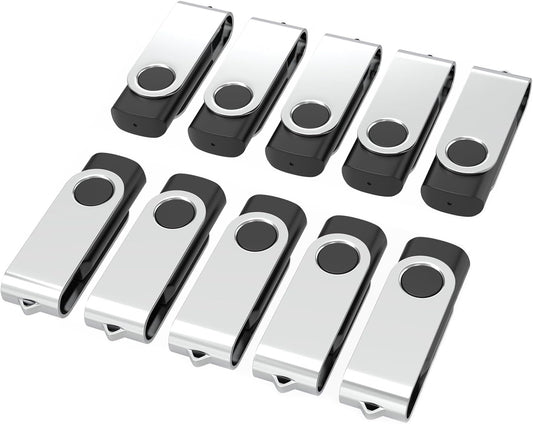 USB Flash Drives 64GB 10 Pack, Wooolken USB 2.0 Thumb Drives with Keychains Memory Stick USB Drive Pendrive for PC Laptop Computer (Black)
