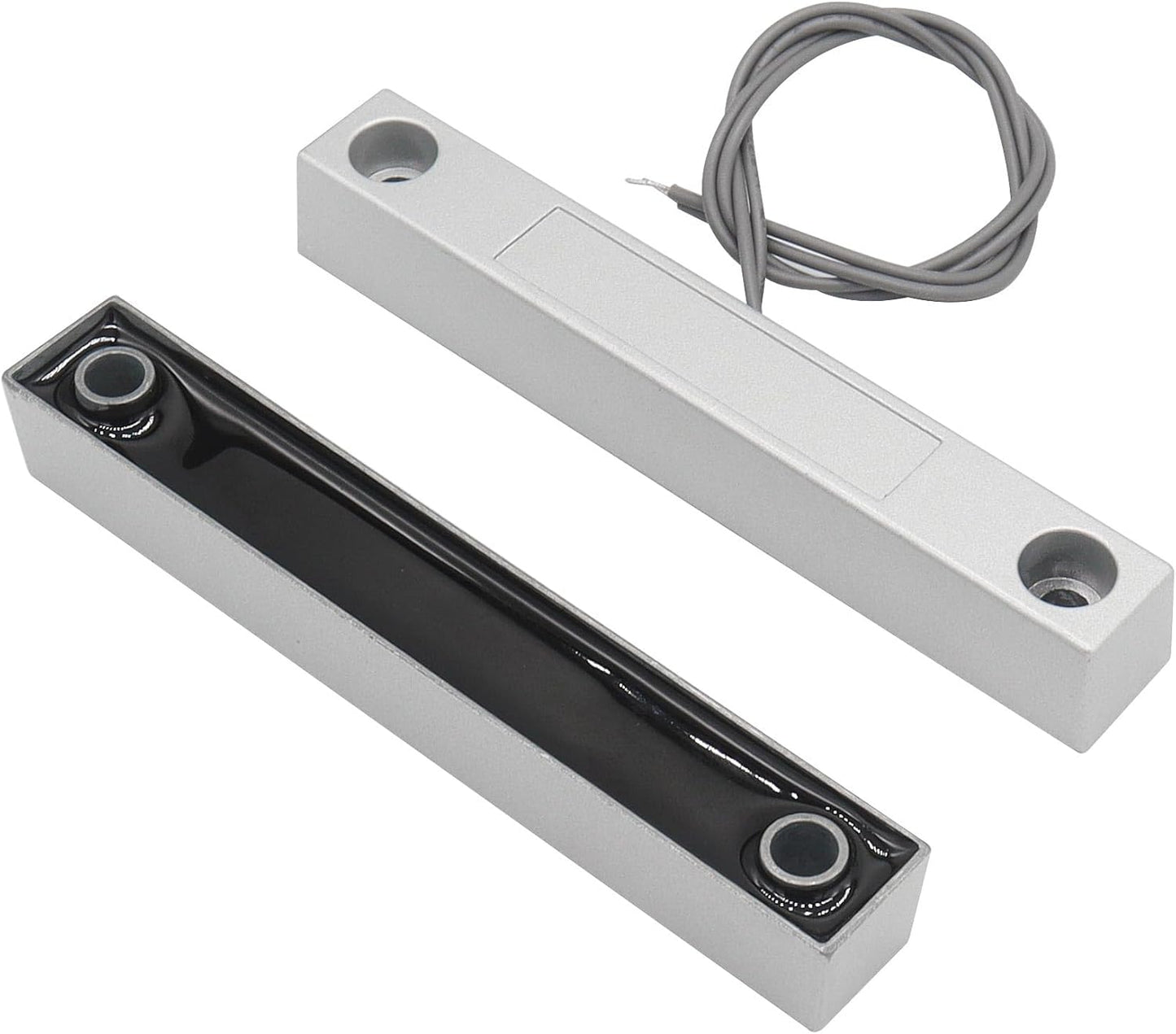 Magnetic Reed Switch Wired Surface Mount Normally Closed NC Contact Sensor Alarm Magnetic Door Switch with 2 Wires, Zinc Alloy Sliver, MC-58