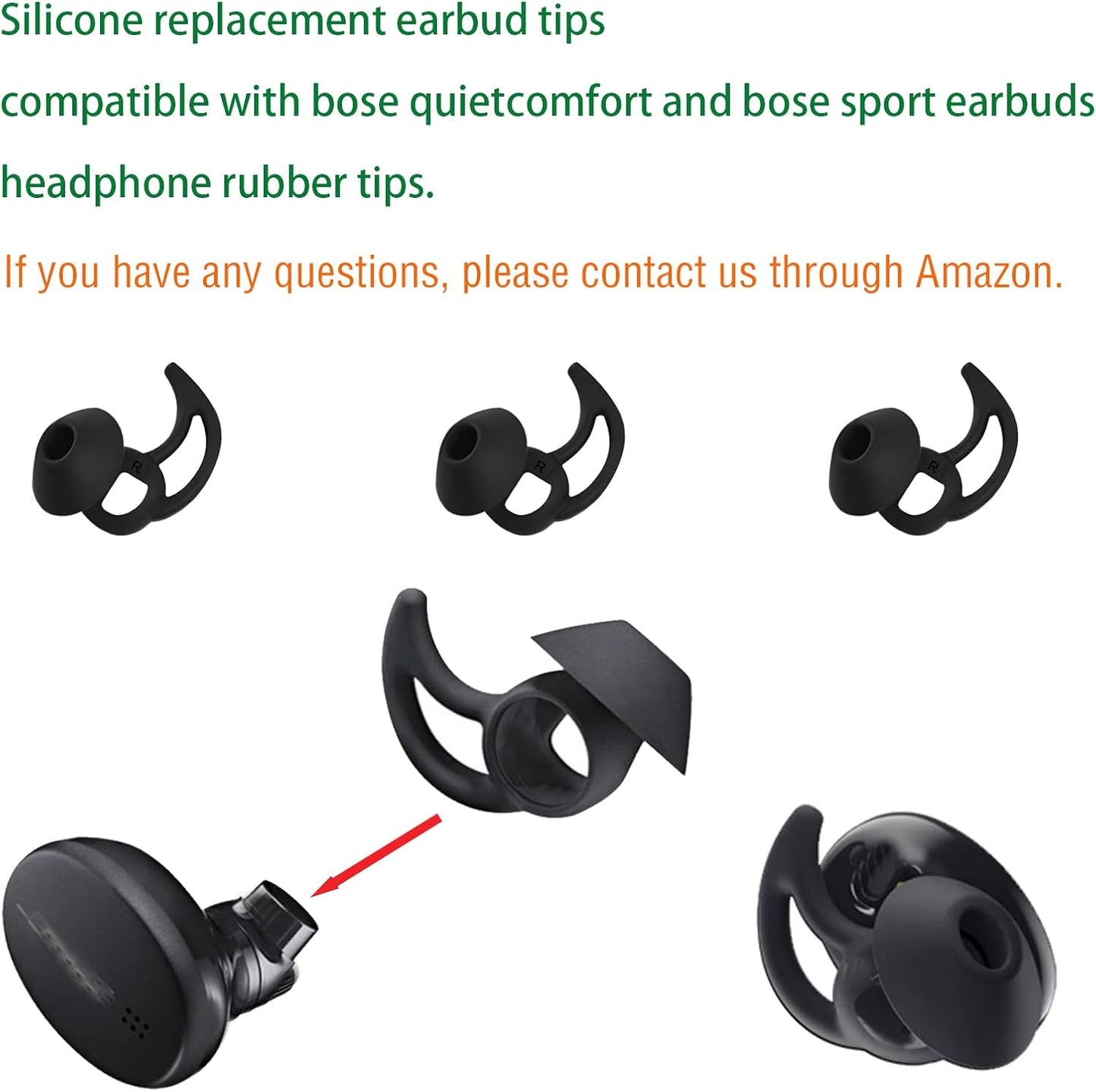 Small Earbud Replacement Tips Silicone Earbud Tips Eartips Compatible with Bose Quietcomfort and Sport Headphone Ear Tips Ear Bud Covers 3 Pairs