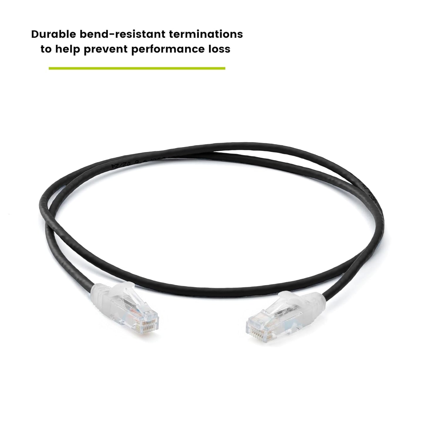 TRUECABLE Cat6 Component Rated Patch Cable, Unshielded (U/UTP), 2ft, Black, 28AWG Solid Copper, Snagless 10G High-Speed Ethernet Cable, PoE++ 4PPoE 100W, UL Listed, RoHS-3, 1 Pack