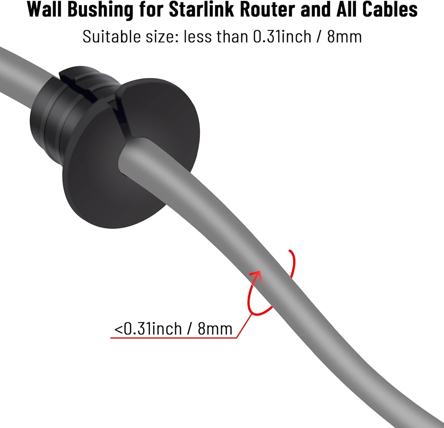 Cable Grommet Routing Kit for Starlink for 3/4 inch Wall Hole, Starlink Accessories, Silicone Cable Wall Pass, Starlink Anti-Slip Wall Grommets for Cables (3/4 inch) 2 Pcs (Pack of 2)