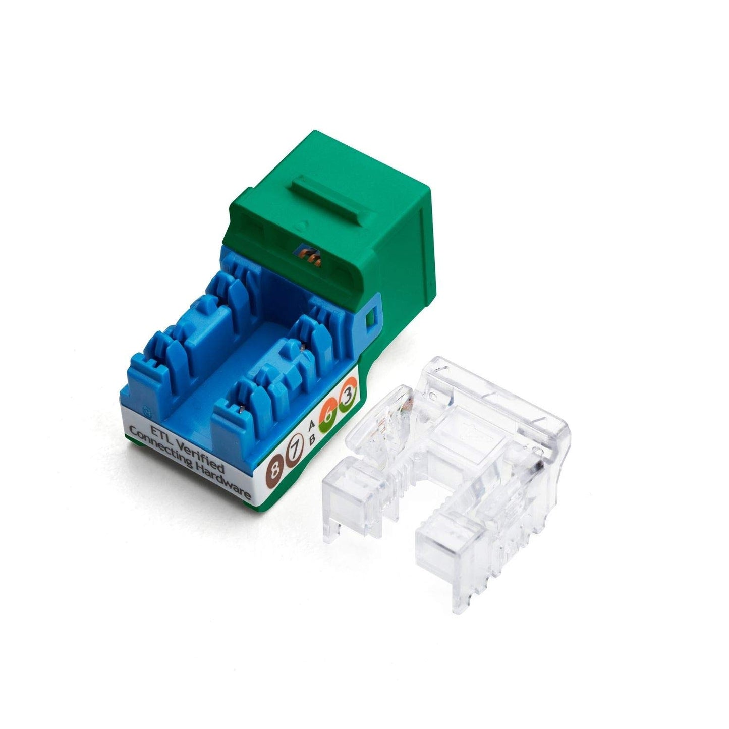 trueCABLE Cat6A Keystone Jack, Unshielded (UTP), 90 Degree Punch-Down, PoE++ (4PPoE), UL Listed, ETL Verified, ANSI/TIA Certified, Modular RJ45 Female, Green, 12 Pack