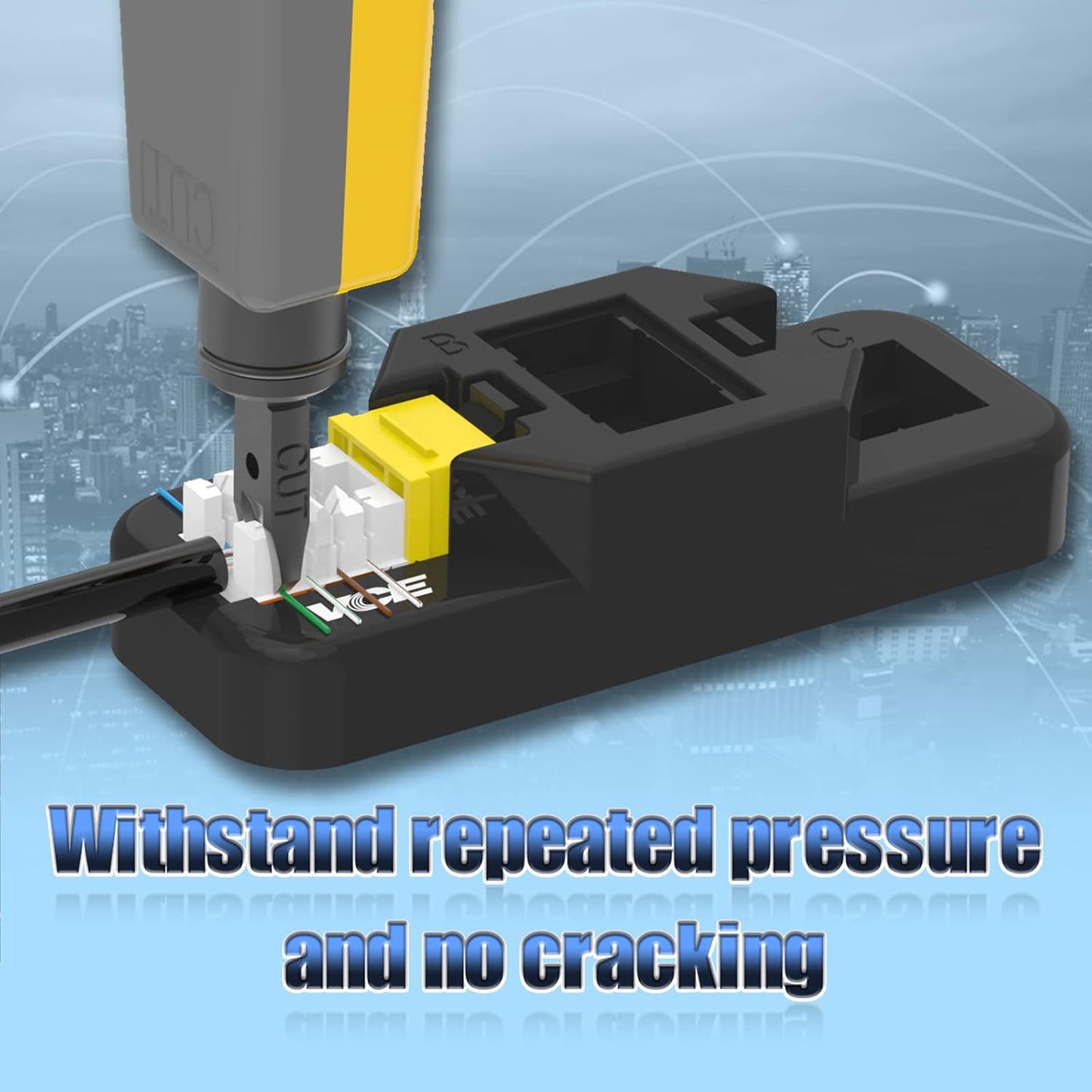 VCE UL Listed Cat6 RJ45 Keystone Jack Insert 25-Pack, 90 Degree Punch Down Keystone Jack Adapter Slim Profile Yellow