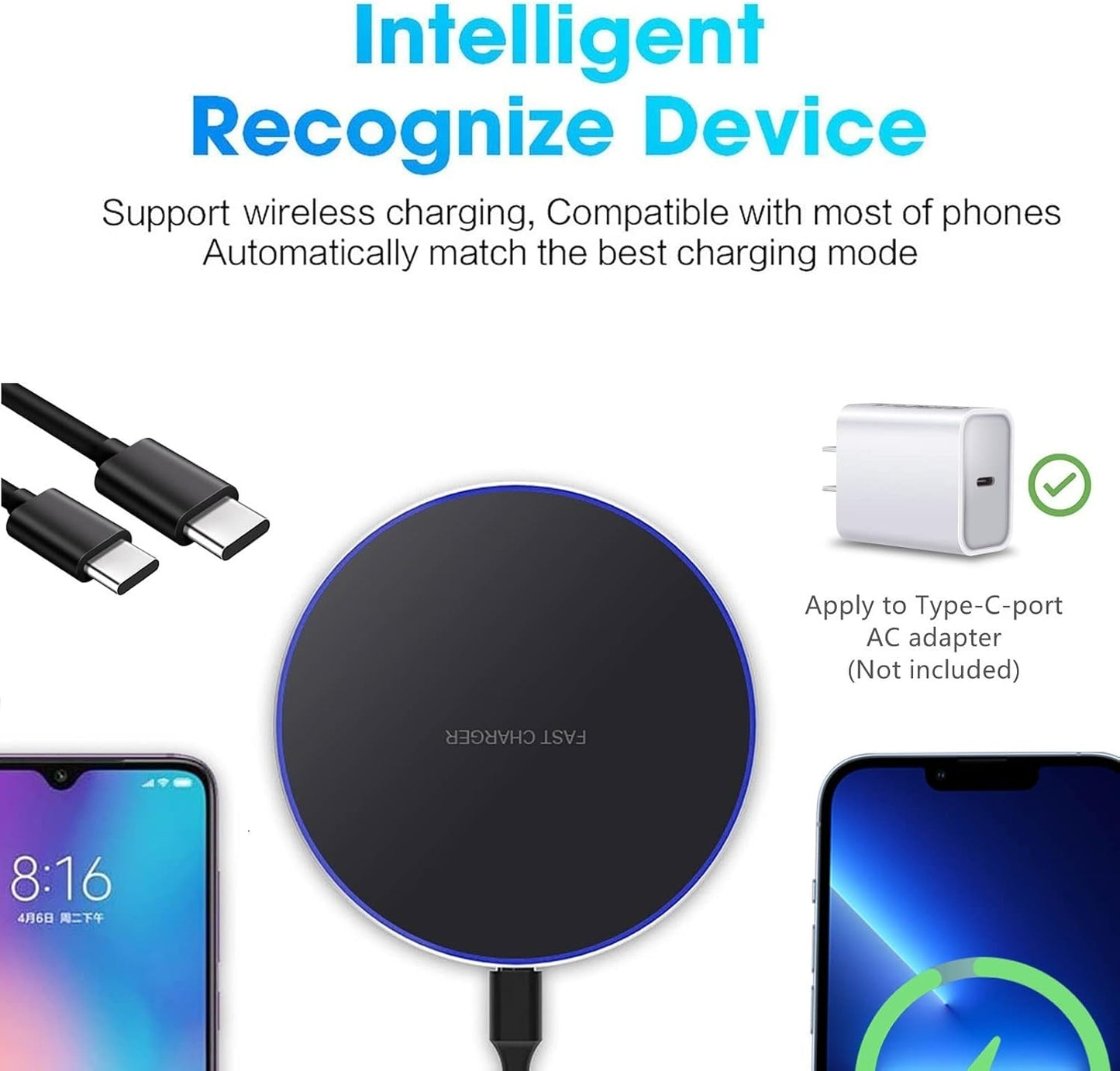 20W Fast Wireless Charger Pad,Wireless Phone Charging Station Compatible with iPhone 16 Pro/16/15/14/13/12/11/SE/X/AirPods,15W Fast Charge for Samsung Galaxy S24/S23/S22/S21/Note/Buds,Pixel,LG