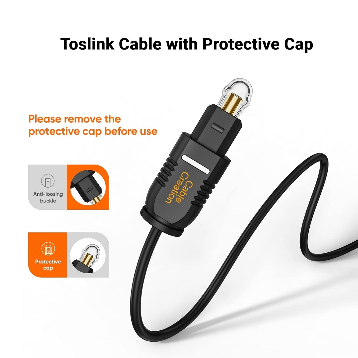 CableCreation Optical Digital Audio Cable 15FT, Thin Fiber Optic Toslink Gold Plated Optical S/PDIF Cord for Home Theater, Sound Bar, TV, PS4, Xbox, DVD/CD Player, Game Console& More, Black