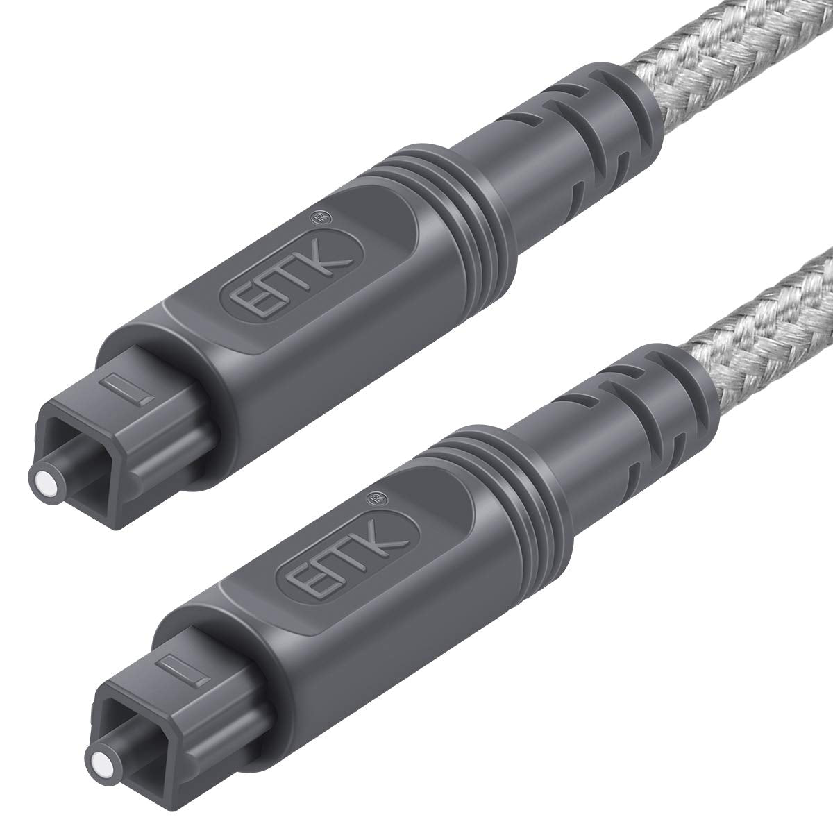EMK Digital Optical Audio Cable Toslink Cable - [Cotton Braided Jacket,Durable and Flexible] Fiber Optic Cord for Home Theater, Sound bar, TV, PS4, Xbox & More (6.6Feet/2M)